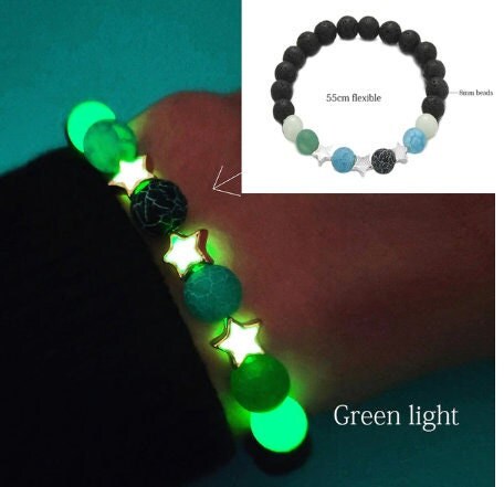 Natural Healing Stone Luminous Glowing In The Dark Beaded Bracelet