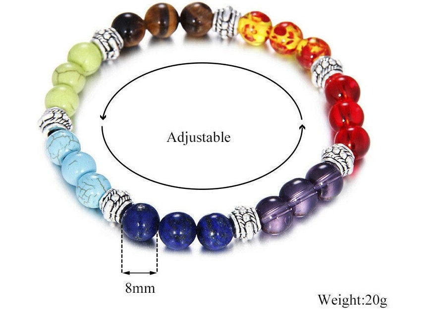 7 Chakra Natural Stone Beaded Bracelet Matching Couple Jewelry