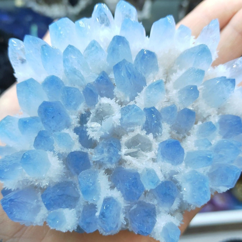 Rare Raw Blue Ghost Phantom Quartz Crystal Cluster