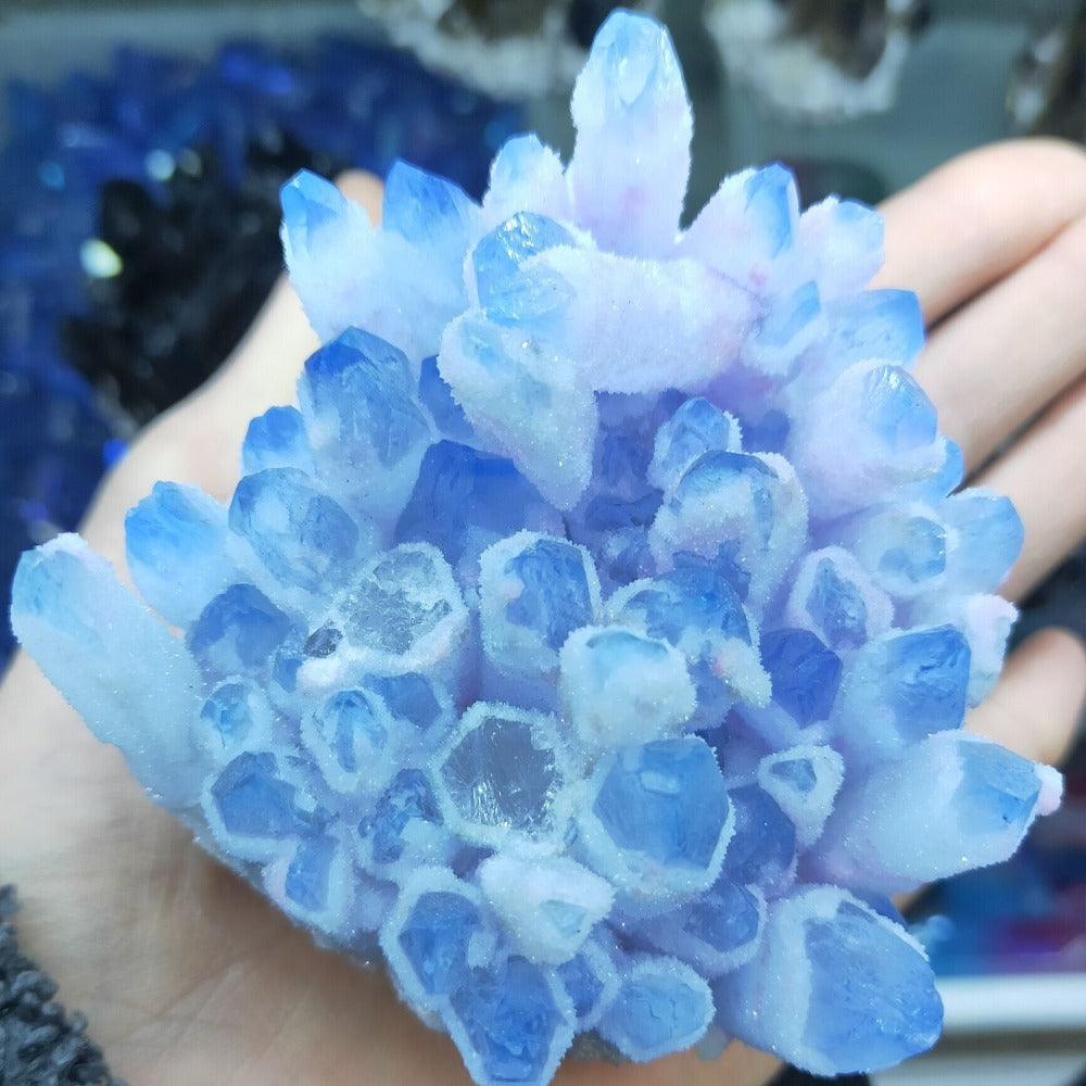 Rare Raw Blue Ghost Phantom Quartz Crystal Cluster