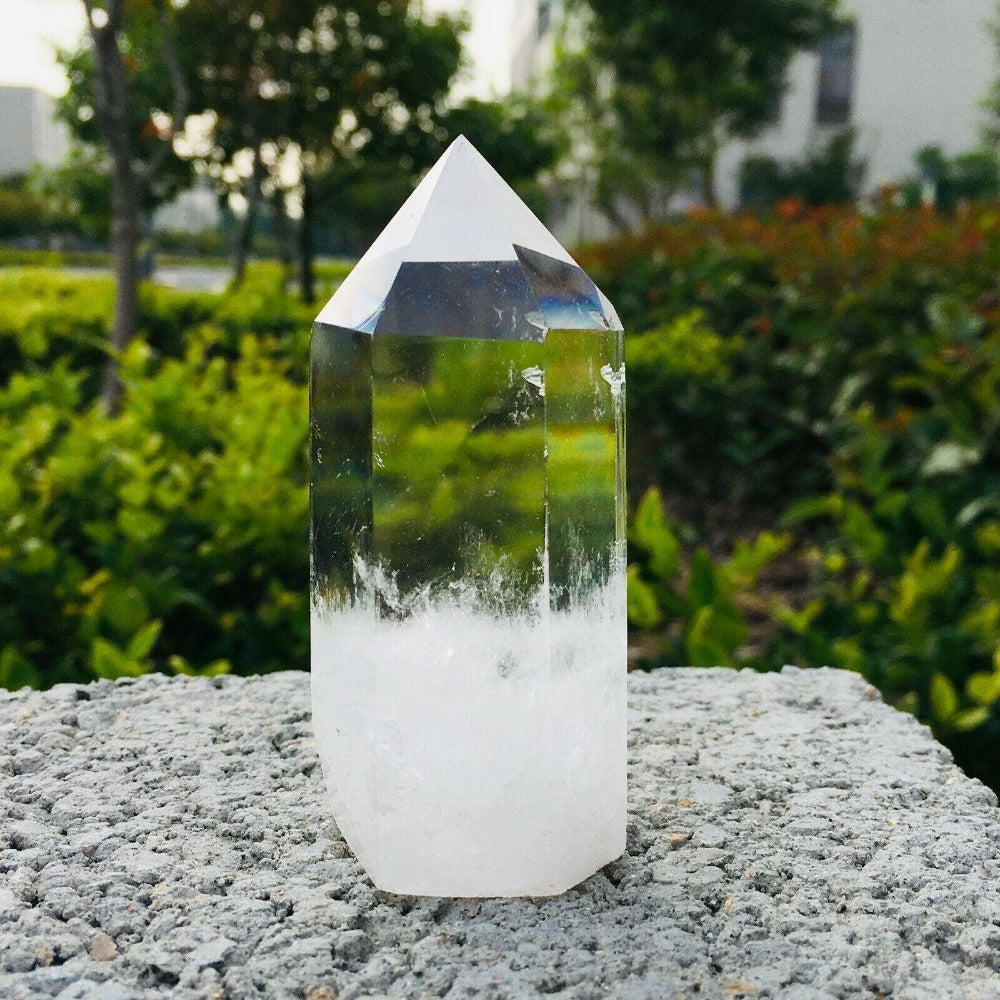 Natural Clear Polished Rock Crystal Quartz With Root