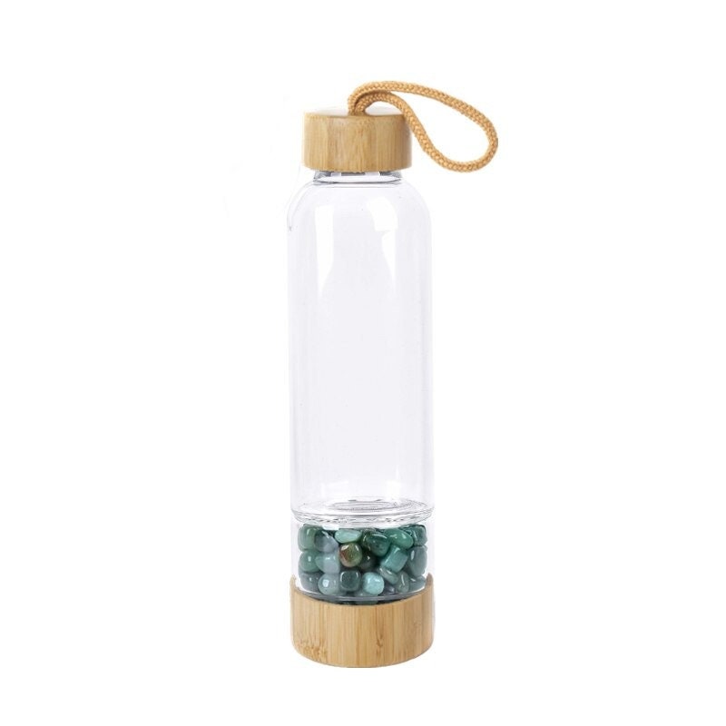 Natural Crystal Quartz Healing Energy Stones Elixir Drink Water Bottle