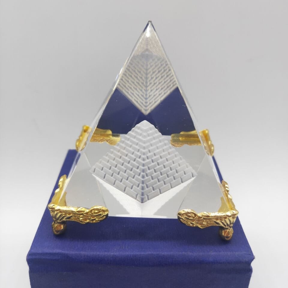 Synthetic Quartz Lucky Pyramid Energy Wealth Prosperity Décor