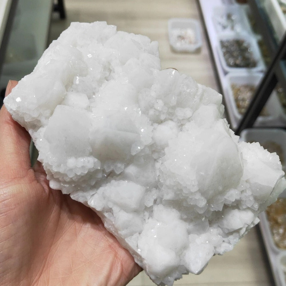 Natural White Chrysanthemum Rock Quartz Crystal Cluster