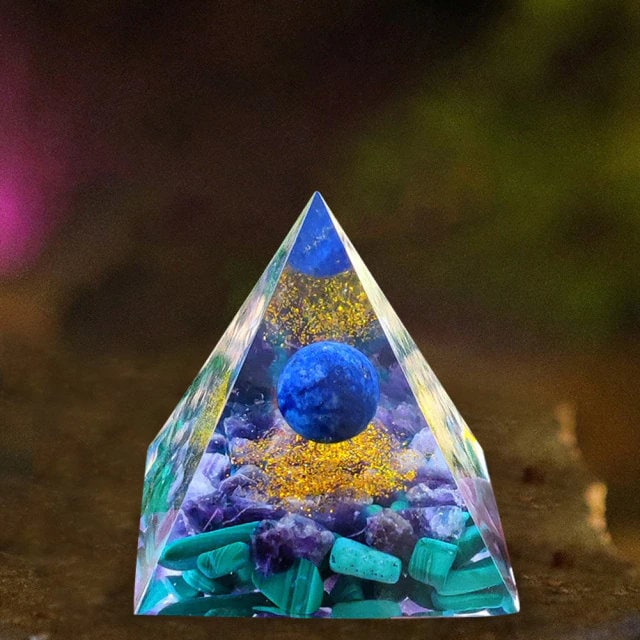 Natural Tiger Eye Orgonite Pyramid Healing Energy Meditation Stone