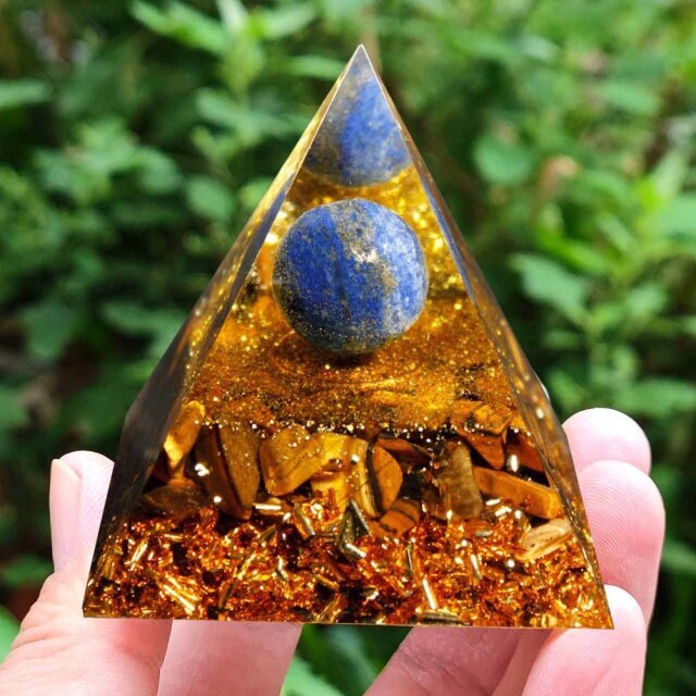 Tiger Eye Tree Of Life Natural Orgonite Pyramid Healing Energy Generator