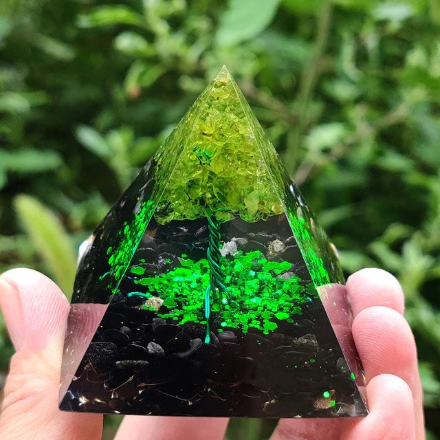 Natural Tree Of Life Orgonite Pyramid Crystal Energy Generator