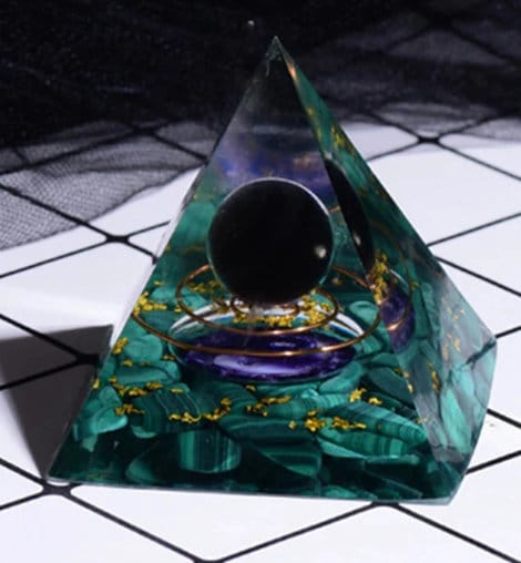 Handmade Natural Tiger Eye Orgonite Pyramid Healing Energy Generator