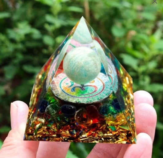 Handmade Natural Tiger Eye Orgonite Pyramid Healing Energy Generator