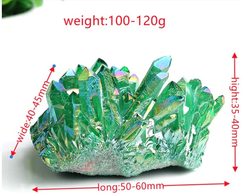 Green Natural Quartz Cluster Crystals Mineral Ore Décor