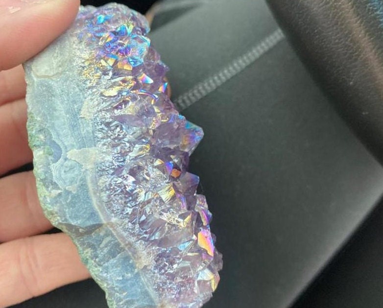 Natural Rainbow Angel Aura Crazy Amethyst Cluster