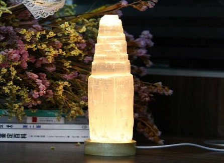 Natural Selenite Crystal Tower Five Dimensional Light Lamps