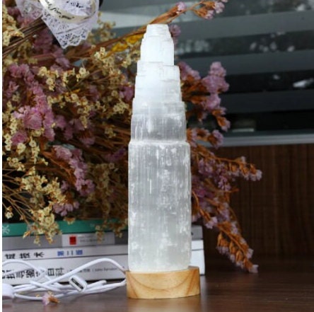 Natural Selenite Crystal Tower Five Dimensional Light Lamps