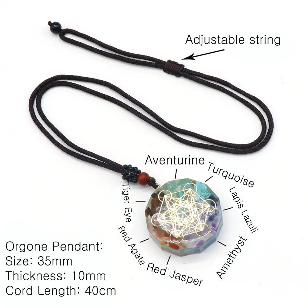 Natural Orgone 7 Chakra Healing Crystals Quartz Necklace Pendant Kit