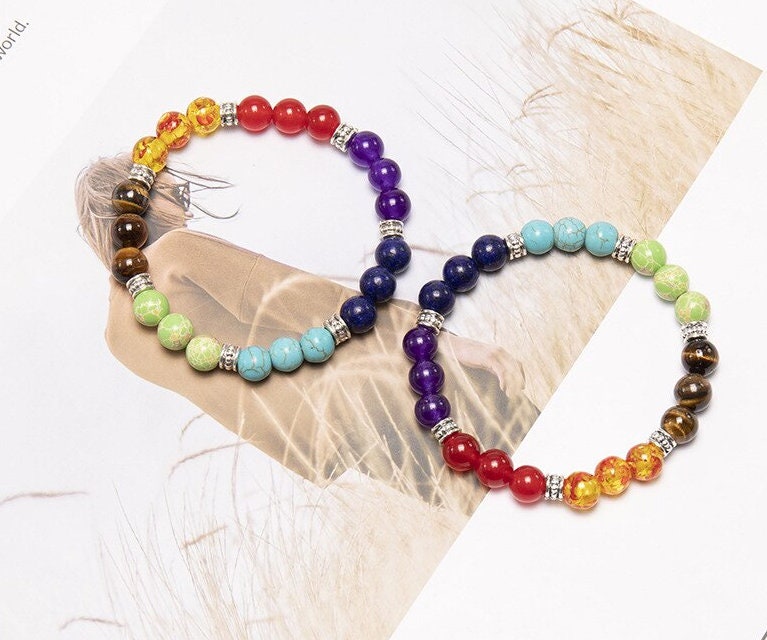 Birthday Gift  7 Chakra Gem Stone  7 Chakra Bracelet