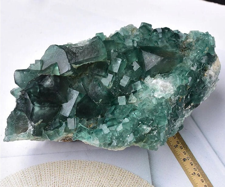 Green Fluorite Natural Mineral Crystal Cluster Healing Specimen