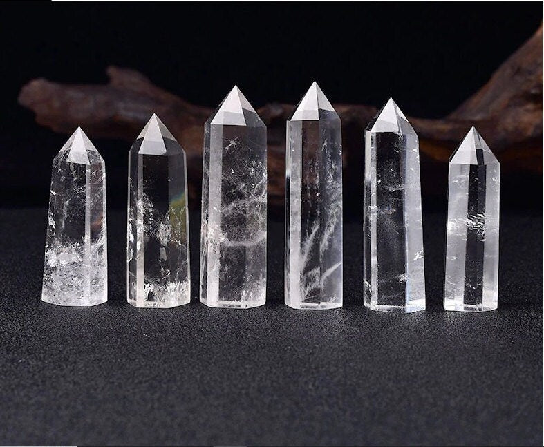 Natural Clear Crystal Quartz Points Wand Meditation Crystal