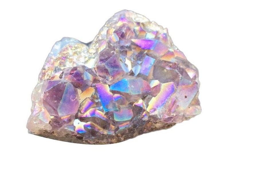 Natural Rainbow Angel Aura Crazy Amethyst Cluster