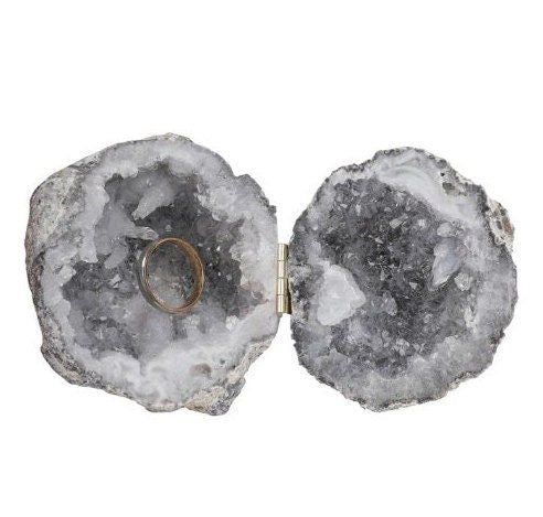 Natural Rough Agate Geode Quartz Crystal Storage Jewelry Box