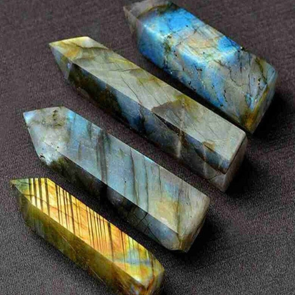 Natural Moonstone Labradorite Quartz Crystal Stone