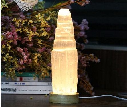 Natural Selenite Crystal Tower Five Dimensional Light Lamps