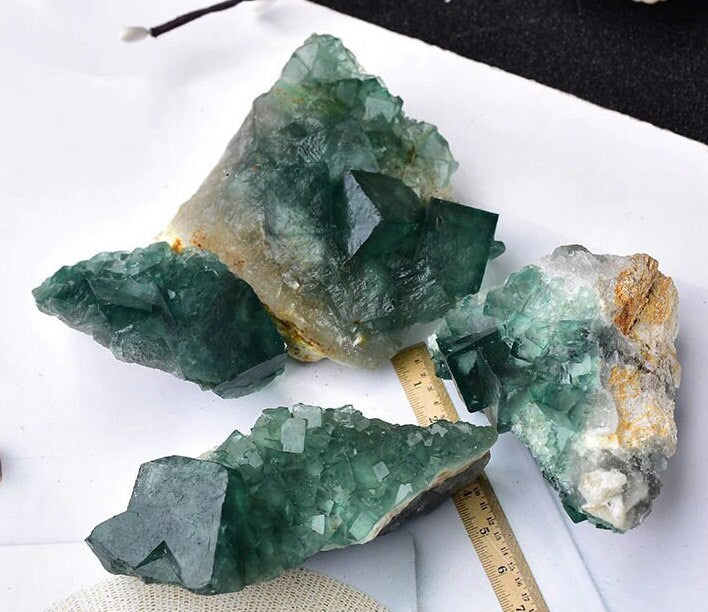 Green Fluorite Natural Mineral Crystal Cluster Healing Specimen