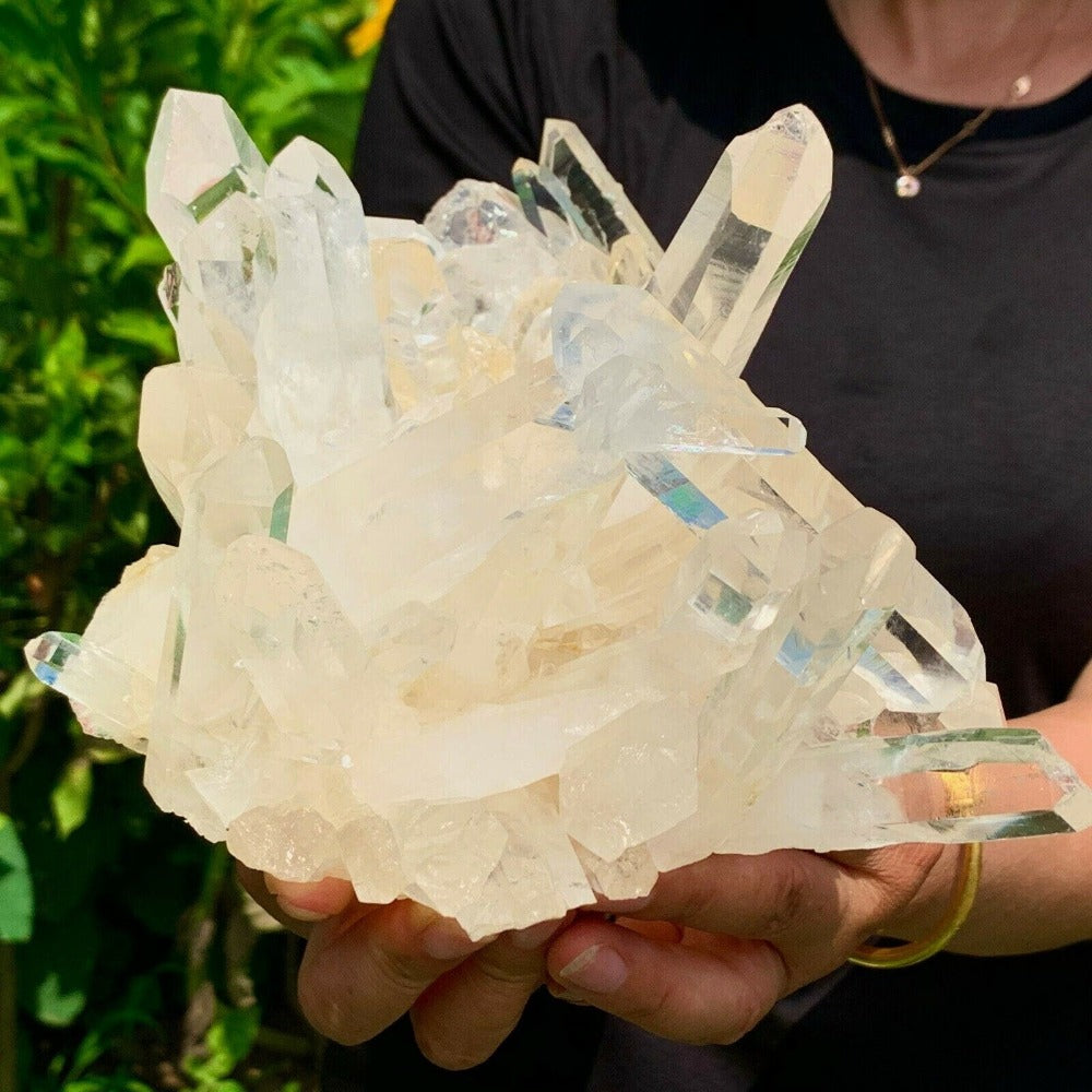 Natural Raw Transparent White Quartz Healing Crystal Cluster