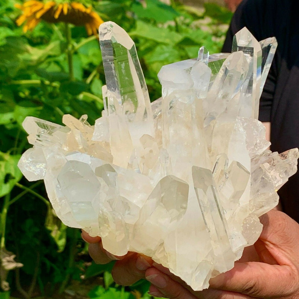 Natural Raw Transparent White Quartz Healing Crystal Cluster