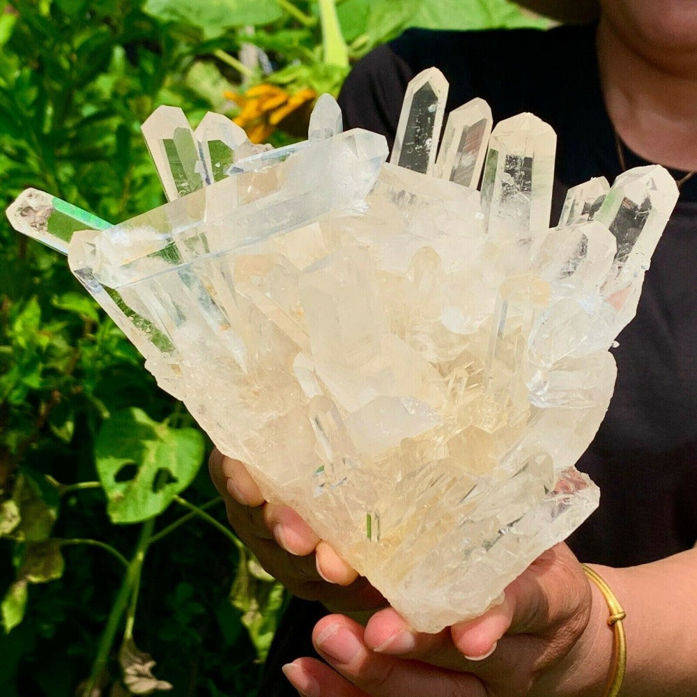 Natural Raw Transparent White Quartz Healing Crystal Cluster