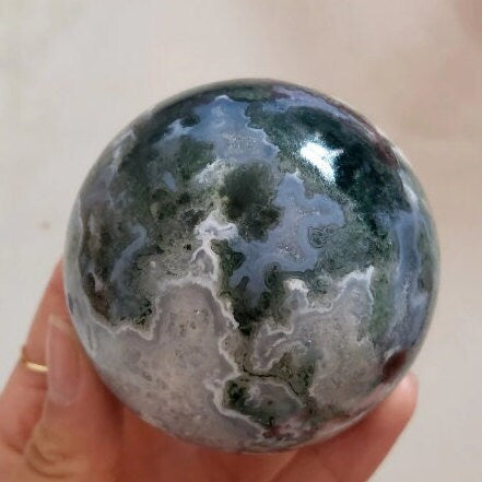 Natural Moss Agate Crystal Ball Aquatic Agate Stone