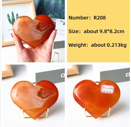 Natural Carnelian Red Agate Healing Crystal Heart