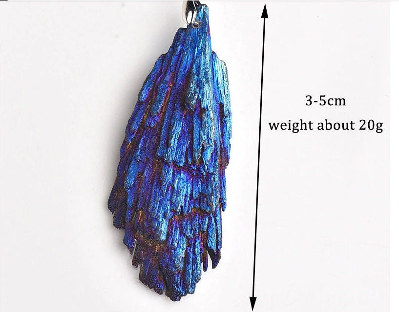 Natural Crystal Jet Stone Blaze Blue Black Tourmaline Aura Rainbow Necklace