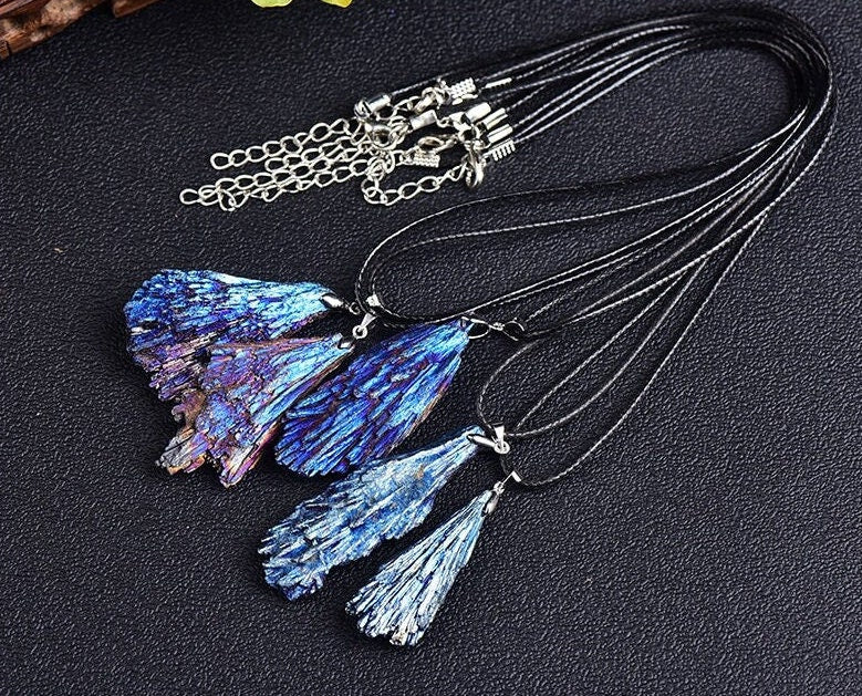 Crystal Pendant  Christmas Gift  Blue Tourmaline  Black Tourmaline  Birthday Gift  Aura Rainbow Crystal  Aura Necklace