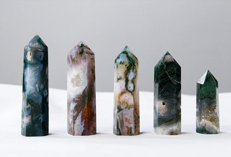 Manifestation Stone  Home Decor  Hexagonal Column  Healing Stone  Green Agate Crystal  Crystal Quartz  Crystal Point  Crystal  Christmas Gift