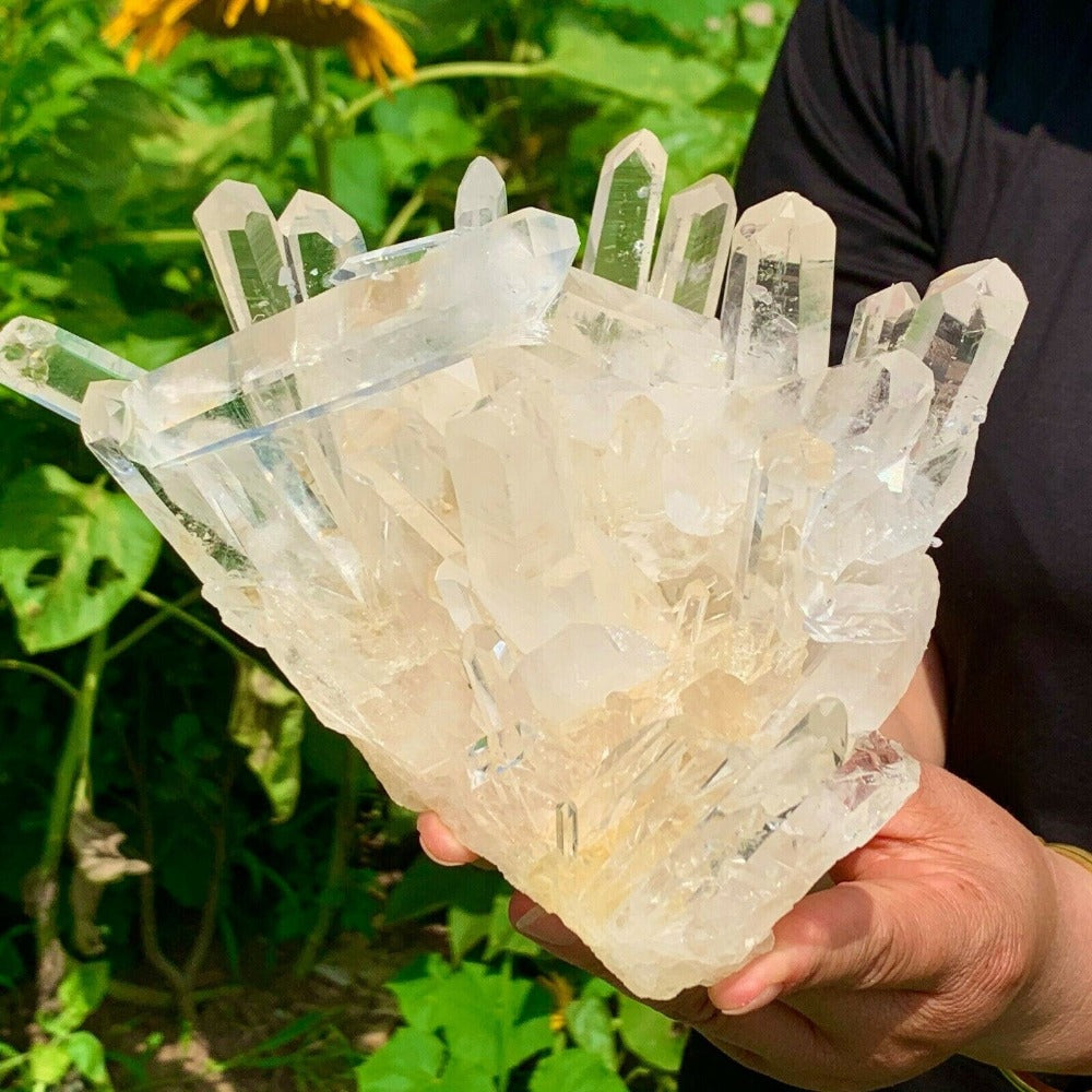 Natural Raw Transparent White Quartz Healing Crystal Cluster