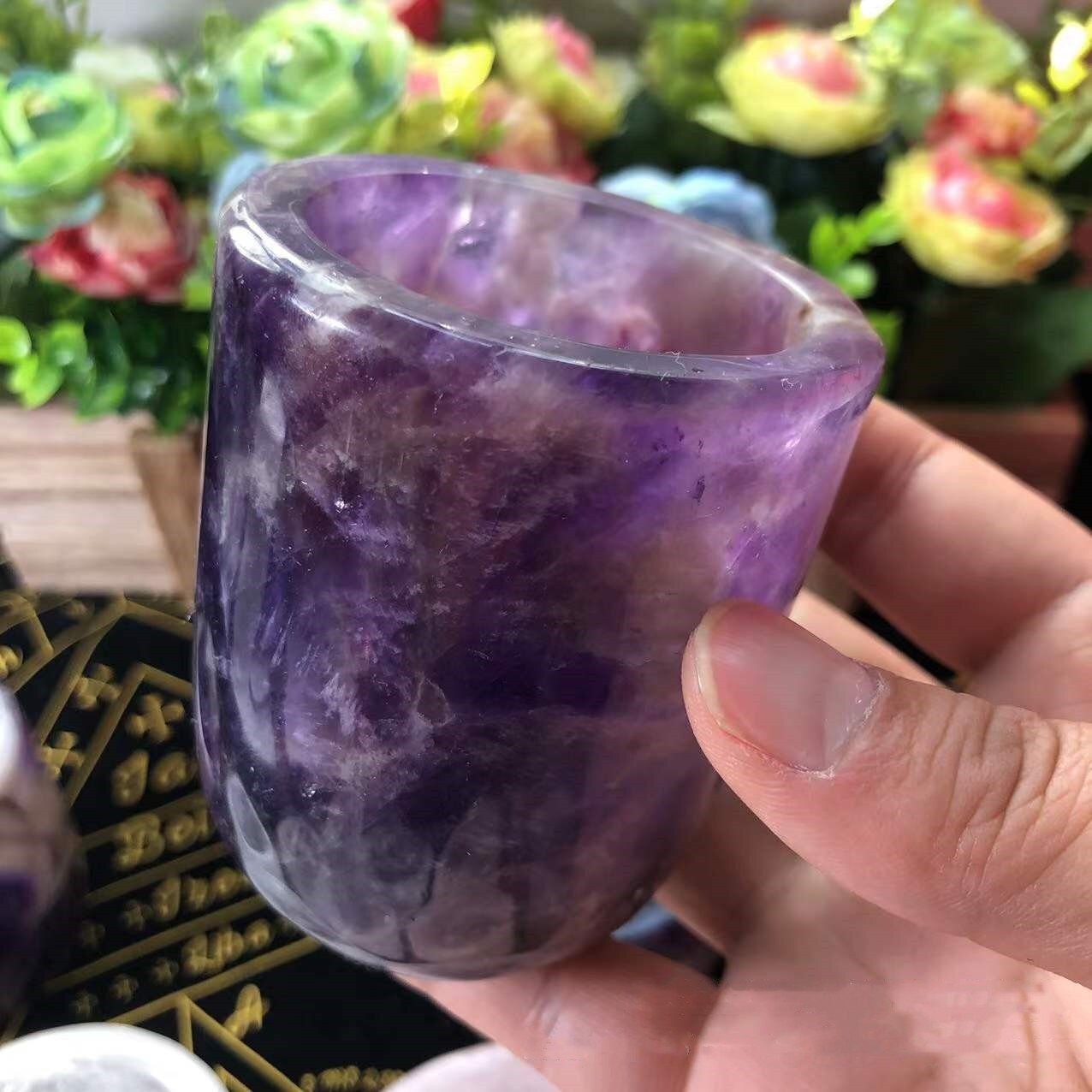 Natural Crystal Quartz Small Drinking Cup Carved Raw Stone