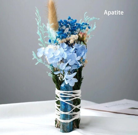 Natural Handmade Crystal Point Sage Dried Flower Arrangement Bouquet