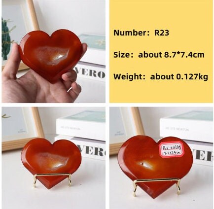 Natural Carnelian Red Agate Healing Crystal Heart