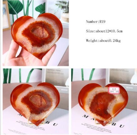 Natural Carnelian Red Agate Healing Crystal Heart