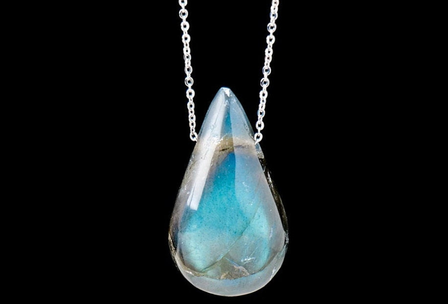 Natural Labradorite Crystal Pendant Necklace Healing Moonstone