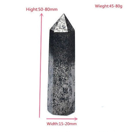 Natural Hematite Crystal Point Healing Obelisk Pyrite Quartz Wand