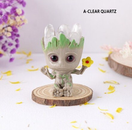 Natural Crystals Groot Character Flowers Healing Ornament