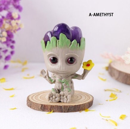 Natural Crystals Groot Character Flowers Healing Ornament