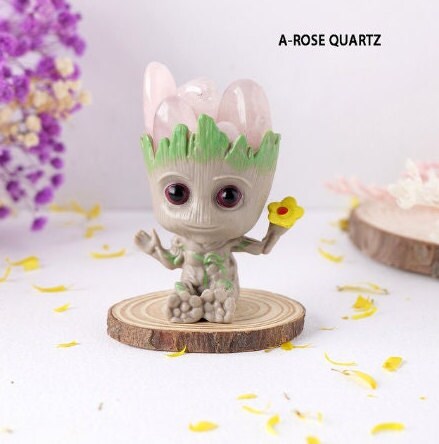 Natural Crystals Groot Character Flowers Healing Ornament