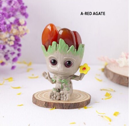 Natural Crystals Groot Character Flowers Healing Ornament