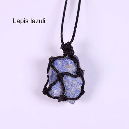 Natural Raw Quartz Crystal Necklace Net Pocket Pendant