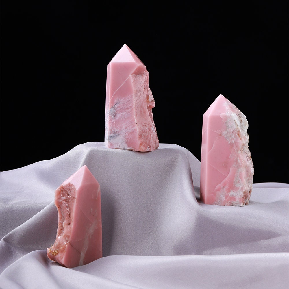 Natural Pink Opal Crystal Quartz Tower Healing Mineral Specimen