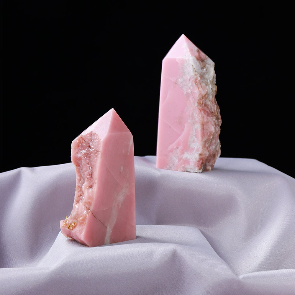 Natural Pink Opal Crystal Quartz Tower Healing Mineral Specimen