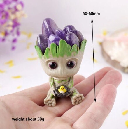 Natural Crystals Groot Character Flowers Healing Ornament