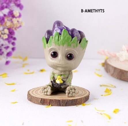 Natural Crystals Groot Character Flowers Healing Ornament